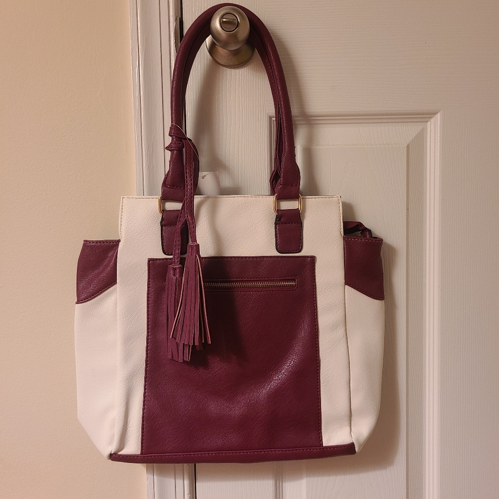 J. Francis Designs Vibrant Chic Purple and White Tote Bag